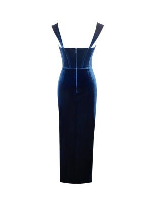 Odilia Teal Lace Velvet Maxi Dress