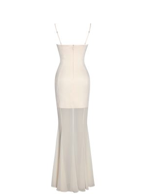 Zayne Butter Yellow Ruch Breast Chiffon Mermaid Maxi Dress