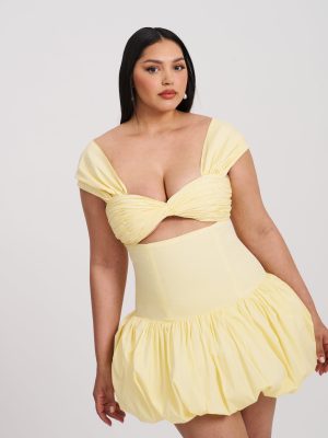 Umika Butter Yellow Bubble Hem Mini Dress