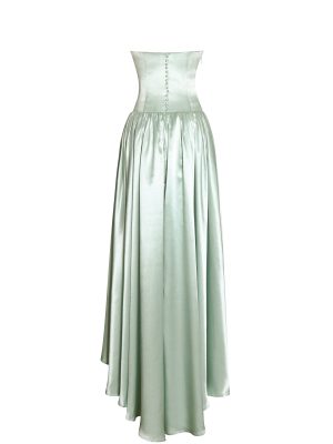Lael Mint Green Back Button Trailing Gown