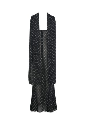 Yadira Black Base Polka Dot Chiffon Maxi Dress
