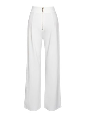 Never Enough White Stretch Crepe Wide Leg Trousers