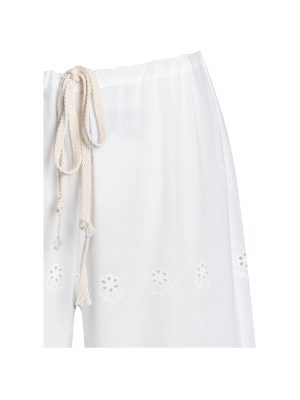 Raina White Cotton Eyelet Straight Pants