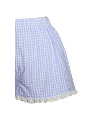 Qutayla Baby Blue Gingham Lace Trim Shorts