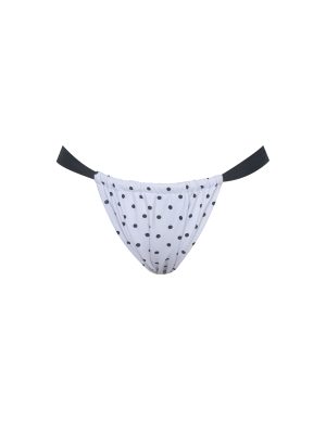Oliveah Polka Dot Ruched Black Lacing Bikini Bottom