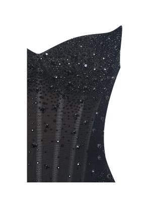 Fatima Black Crystal Sleeveless Corset Mermaid Maxi Dress