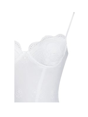 Oberon White Cotton Eyelet Lace-Up Back Maxi Dress