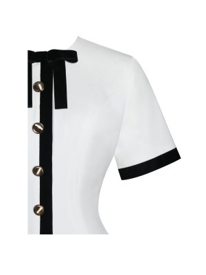 Idina Business Casual White Romper with Black Trim