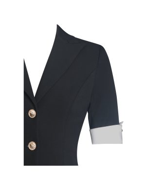 Ilitha Black Woven Crepe Pleated A-Line Mini Dress