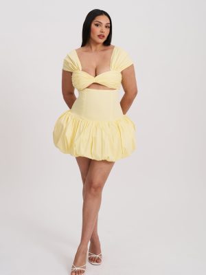 Umika Butter Yellow Bubble Hem Mini Dress