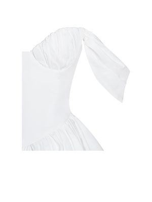 Qistina White Off-shoulder Bubble Hem Peplum Cotton Top