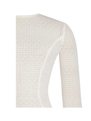 Pamina Beige Crochet Long Sleeve Midi Flare Mermaid Dress