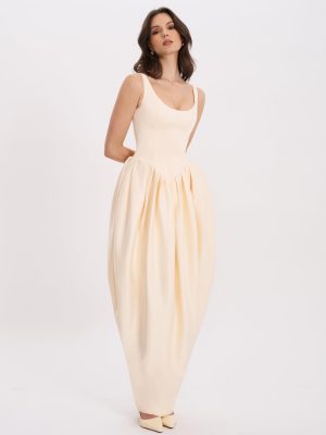 Udana Butter Yellow Drop Waist Tulip Gown