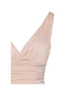 Talyssa Baby Pink Ruched Waist Double High Slit Maxi Gown
