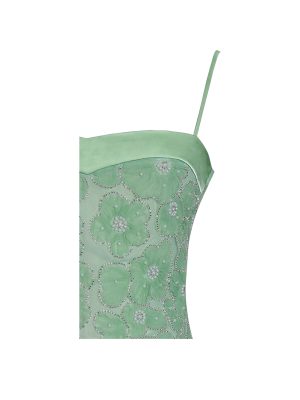 Ucille Sage Green Embroidered Chiffon Maxi Dress