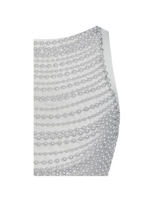 Iliana White Pearl Chain Embellished Midi Dress