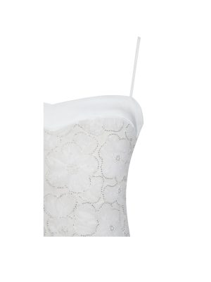 Ucille White Embroidered Chiffon Maxi Dress