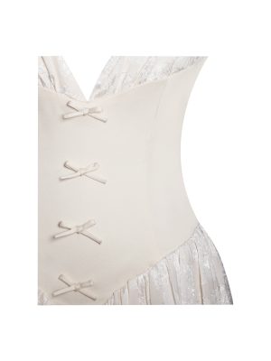 Zahara Off White Jacquard Drop Waist Mini Dress