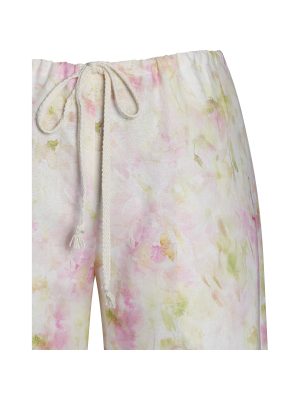 Laureen Pink Floral Print Linen Straight Pants