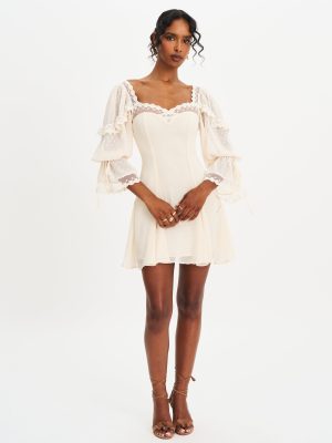 Zakira Lace Trim Half Sleeve Mini Dress