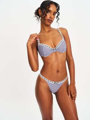 Geneva Gingham Lace Decoration Bikini Top