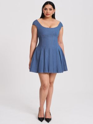 Sada Pleated Denim Mini Dress