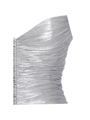 Sable Ruched Silver Glitter Mermaid Gown