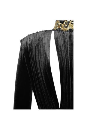 Zenaida Black Cutout High Slit Velvet Gown