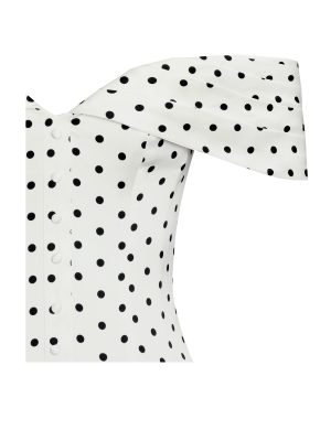 Edeline Polka Dot Off-shoulder Pleated Mini Dress
