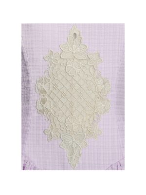 Jaclyn Lavender Lace Trim Cutout Seersucker Midi Dress