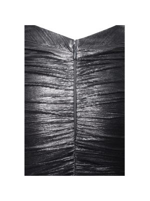 Abril Ruched Silver Glitter Backless Gown