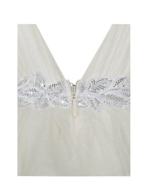 Calleigh Off White Flare Beaded Belt Maxi Gown