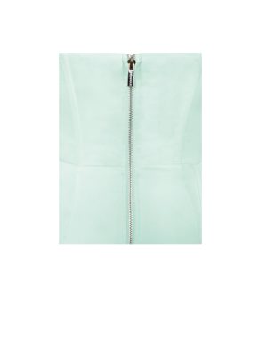 Vanity Mint Satin High Slit Draping Corset Gown With Crystals