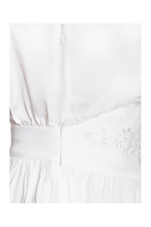 Jamila White Shirt Mini Dress with Embroidered Waist Detail