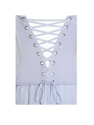 Valentina Baby Blue Boned Curve Edge Peplum Mini Dress