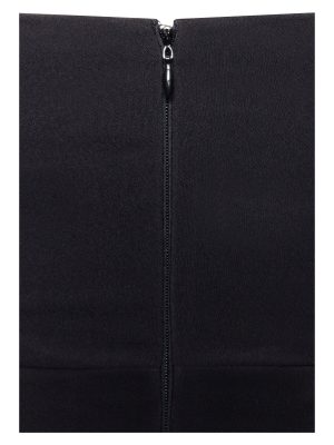 Xoana Black Crystal Embellished High Slit Gown