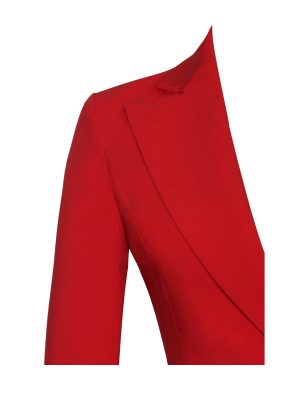 Quilla Red Feather Crystal Sleeve Backless Blazer Dress