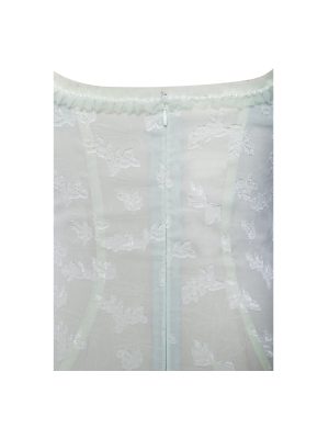 Ulissa Light Green Square Neck Jacquard Textured High Slit Maxi Dress