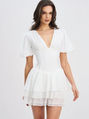 Caitlyn Bubble Sleeve Layered Mini Corset Dress