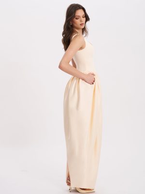Udana Butter Yellow Drop Waist Tulip Gown