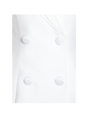 Madelina White Double Breast Satin Trim Blazer Dress