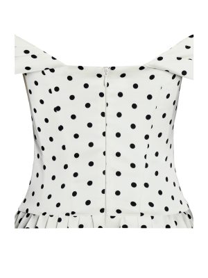 Edeline Polka Dot Off-shoulder Pleated Mini Dress