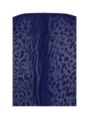Ilyse Navy V-Neck Plunge Animal Print Mermaid Hem Maxi Dress