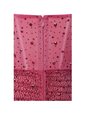 Fatima Burgundy Crystal Sleeveless Corset Mermaid Maxi Dress