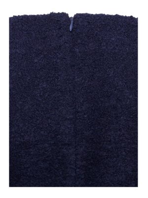 Wylda Navy Blue Boucle Wool Bodycon Mini Skirt