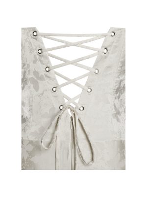 Raegan Pearl White Jacquard Ruched Maxi Dress