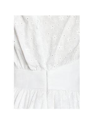 Gabriella White Cotton Eyelet Button Up Long Sleeve Shirt Dress