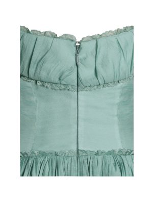Xavy Teal Green Off Shoulder Corset Midi Dress