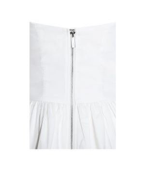 Qistina White Off-shoulder Bubble Hem Peplum Cotton Top