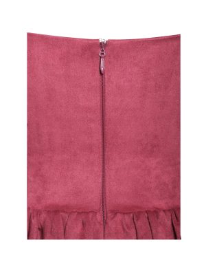 Hadara Burgundy Suede Halter Mini Full Dress